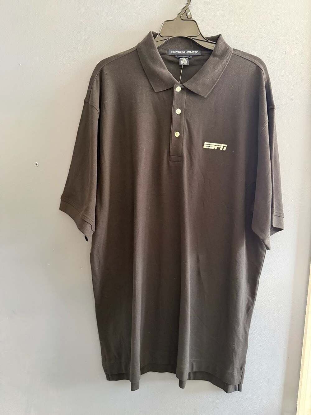 NWT Devon & Jones ESPN Polo Shirt, 100% Pima Cotton, Black, Men's XL